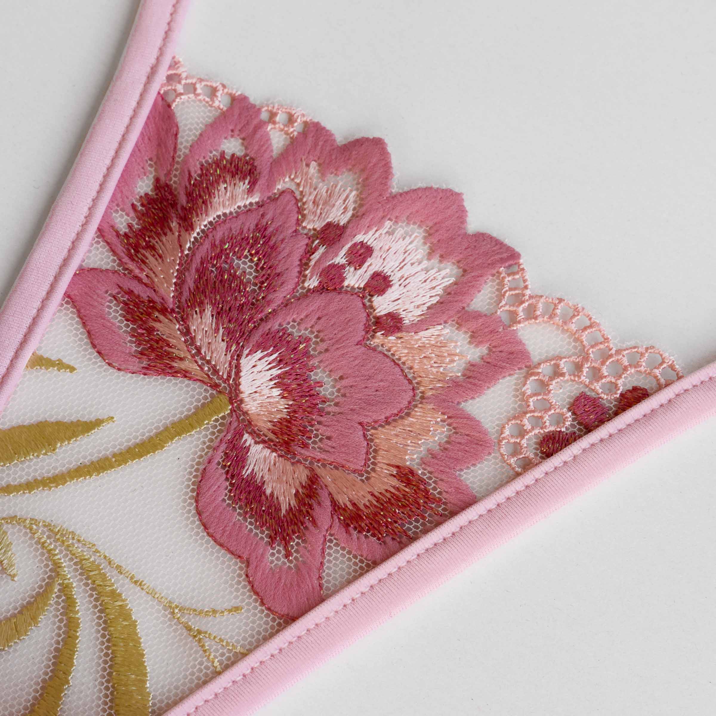 rosa Spitze mit Blumen - Mini String - pink lace with flower - Micro thong