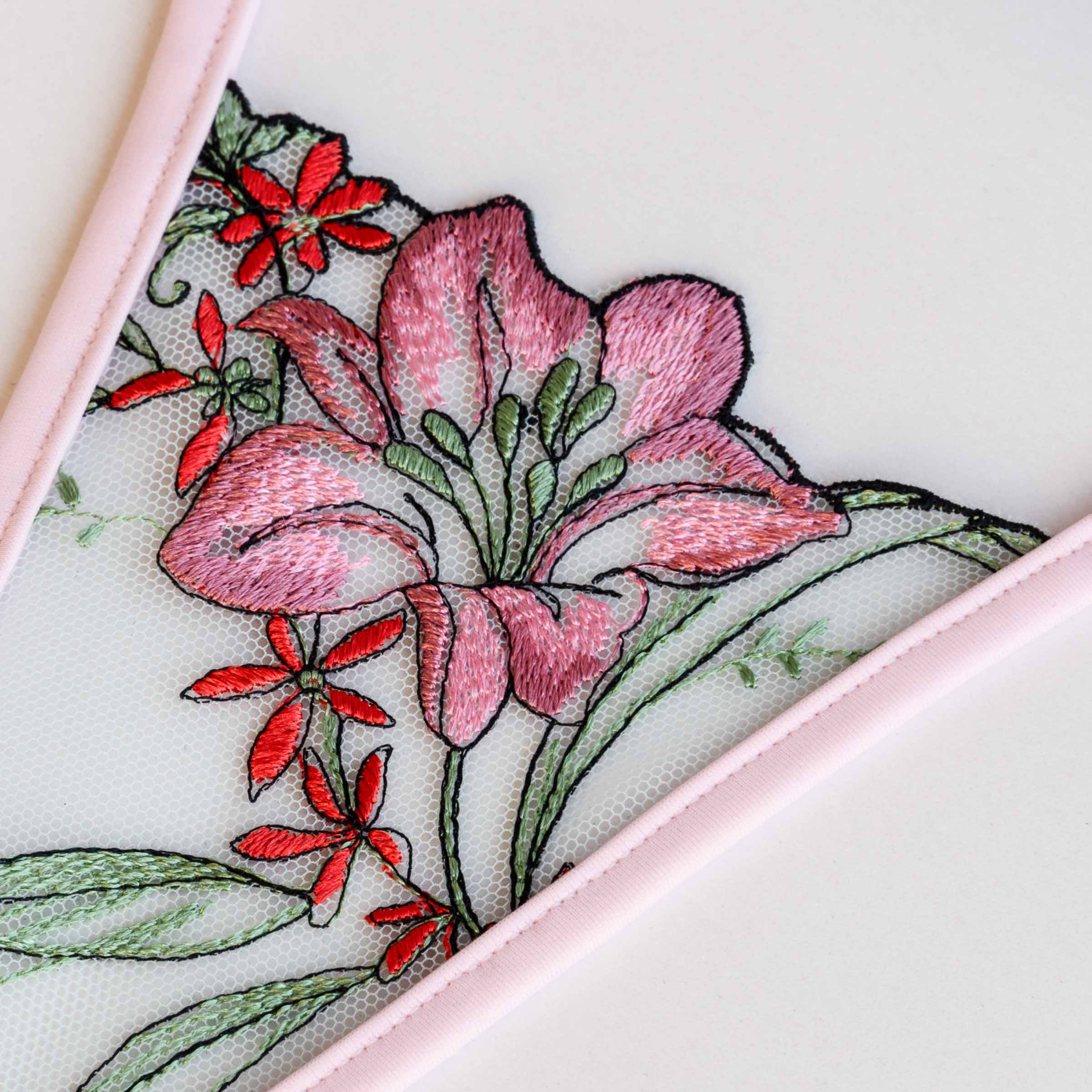 rosa Blume Spitze G String - pink flower lace micro thong