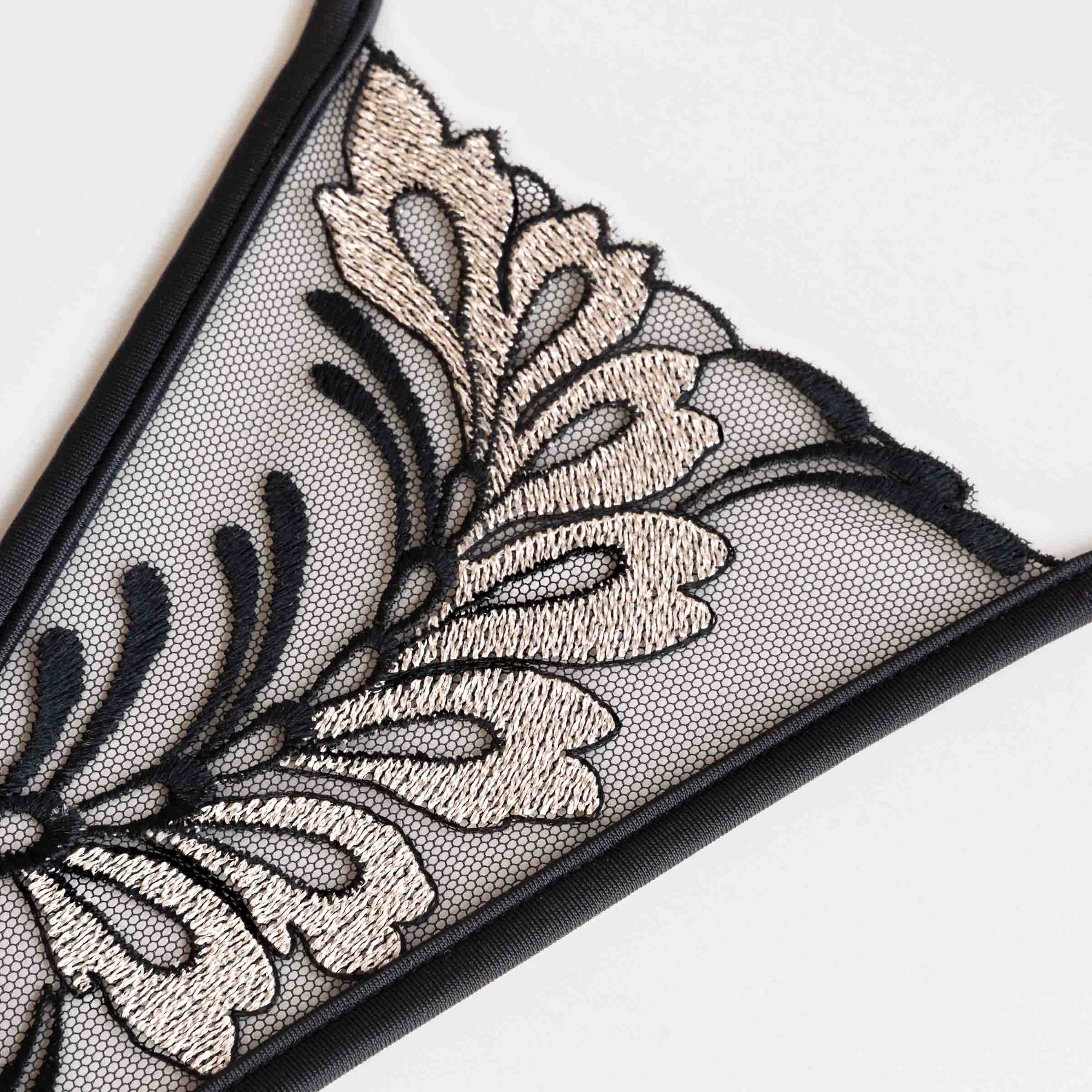 silber schwarz Spitze micro String - silver black lace sexy thong