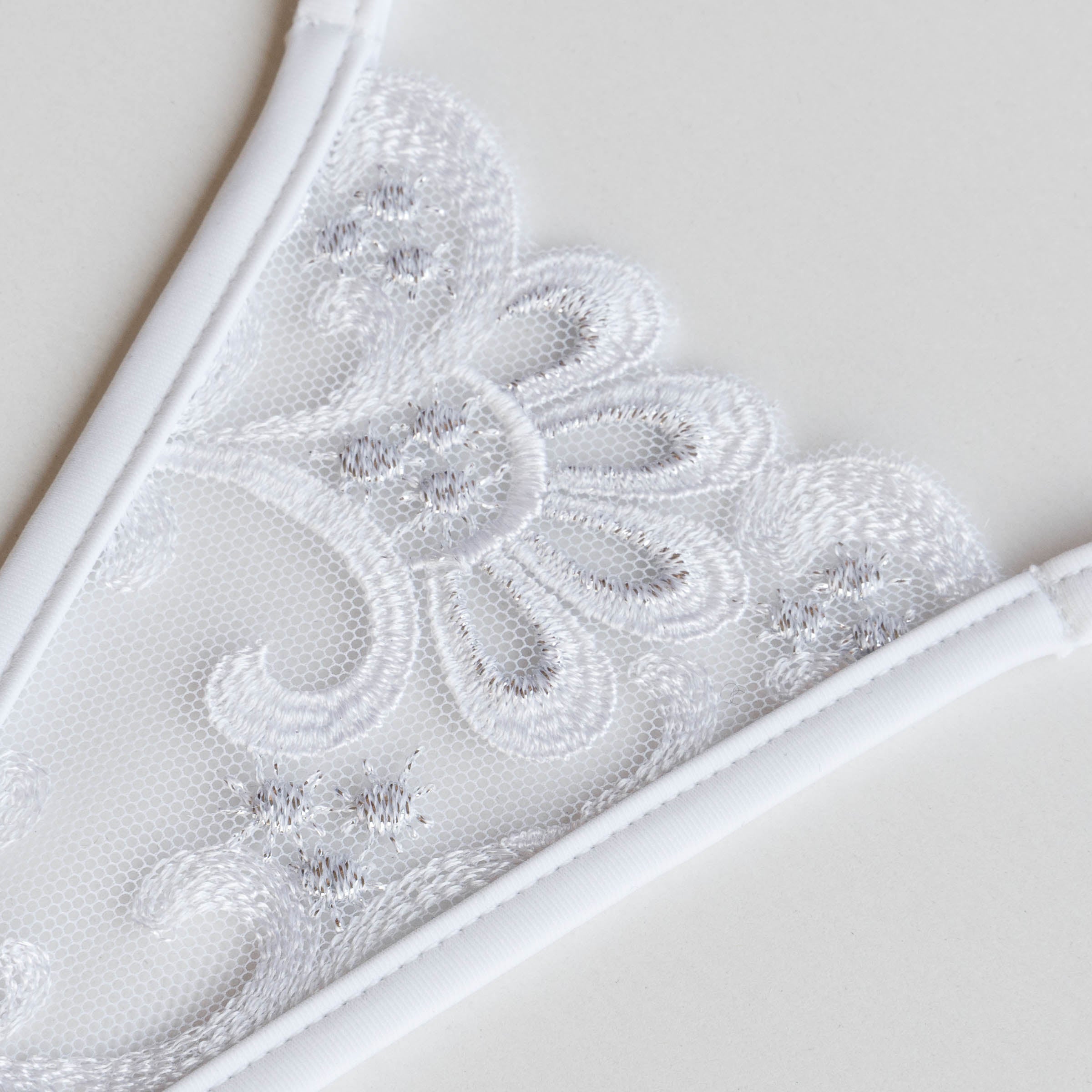 weiß silber Spitze micro String - white silver lace micro thong