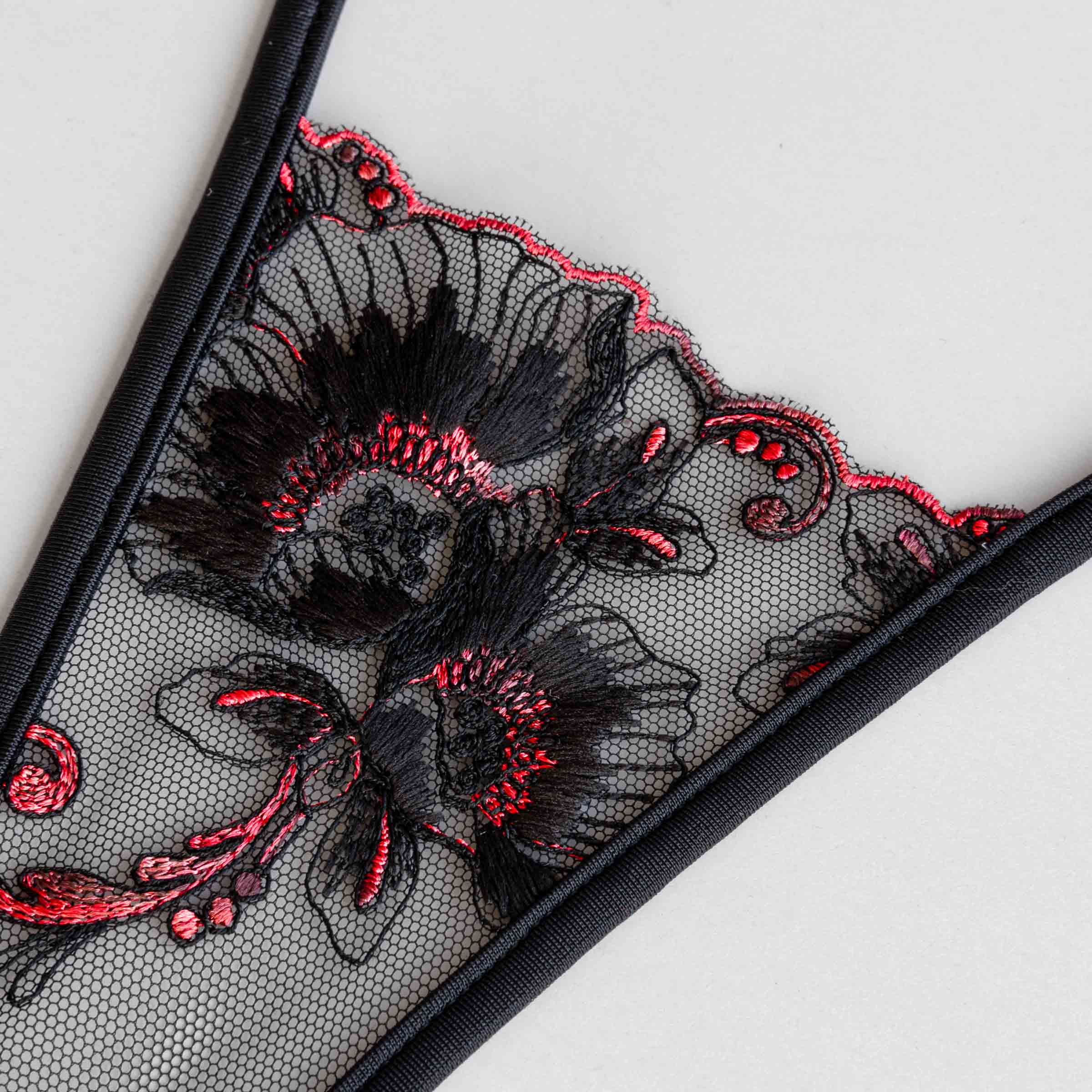 schwarz rot Spitze String - black red lace thong