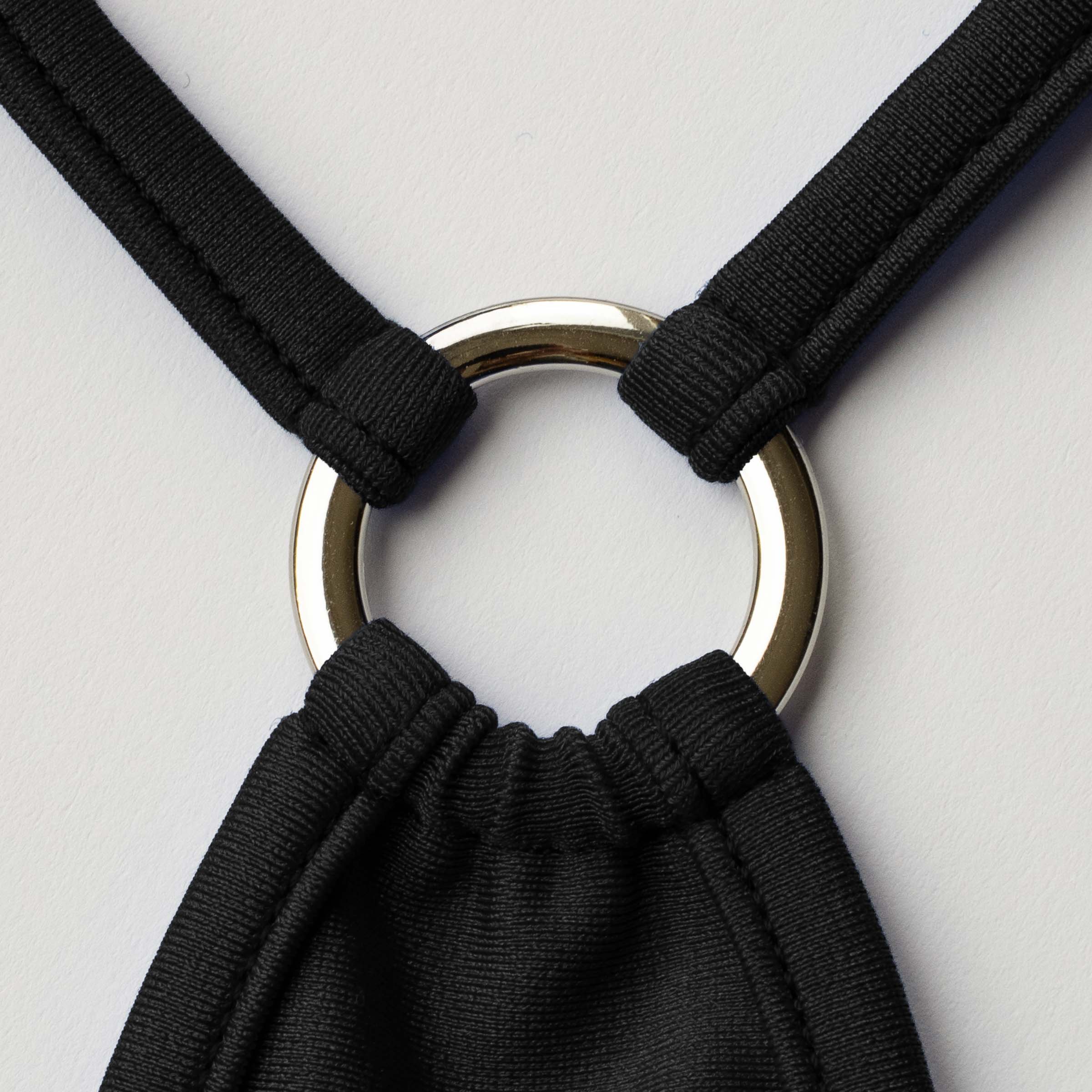 Silberner Ring des Teardrop Micro T String Black Beauty