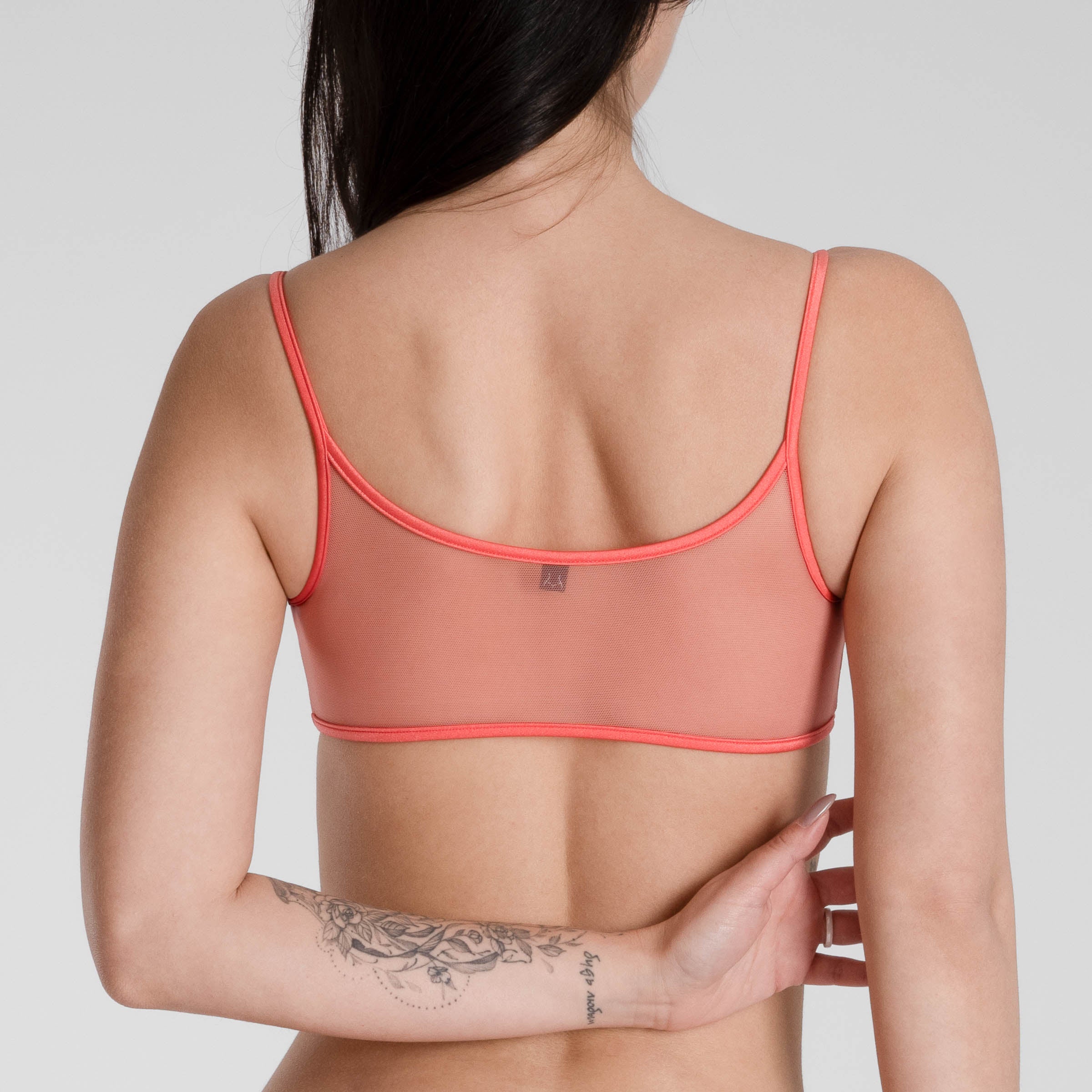Bralette-Top aus Tülle Koralle - Transparent Coral Bralette