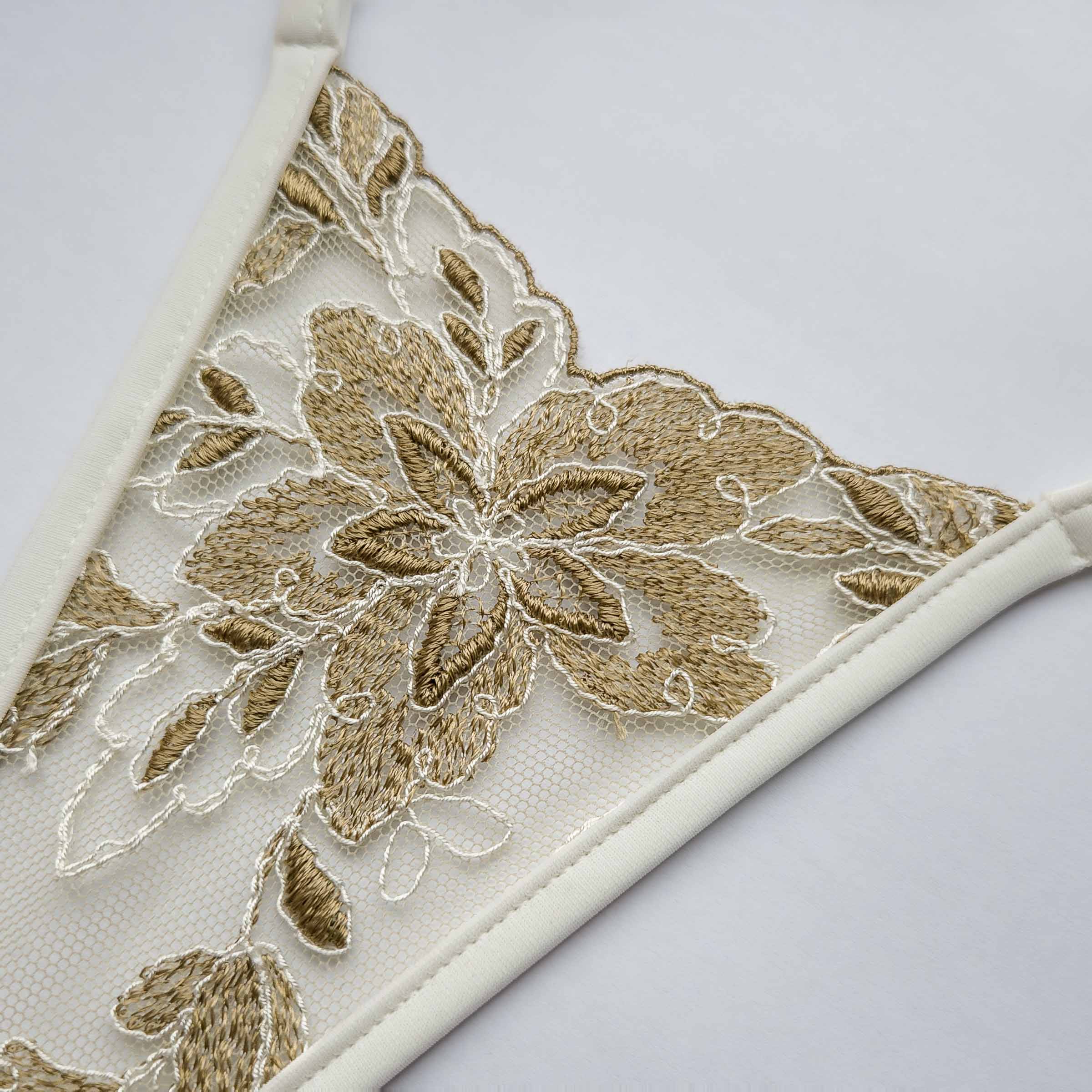 golden olive Stickerei, elder String, oliv lace