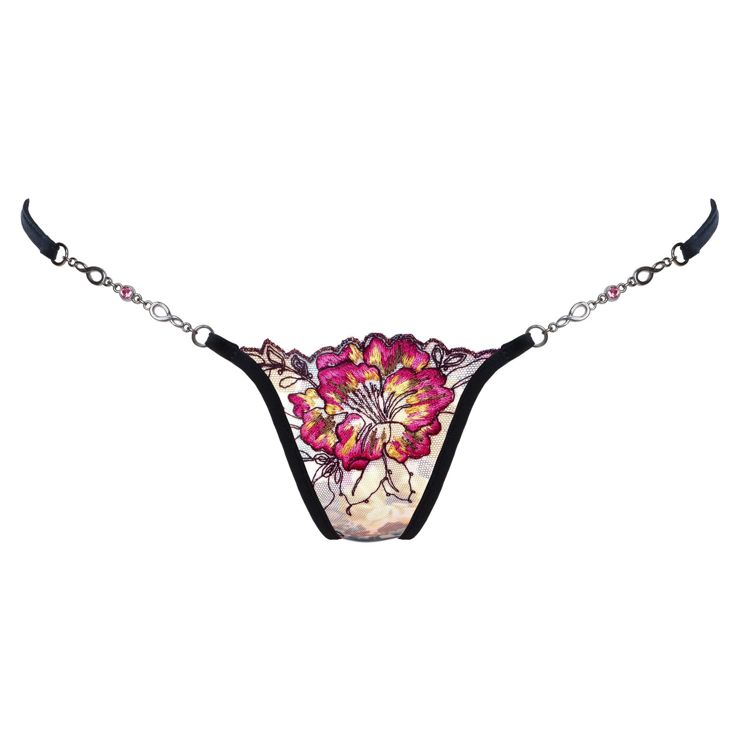 Luxus Mini String mit Blume bestickt - Lucky Cheeks sexy Dessous
