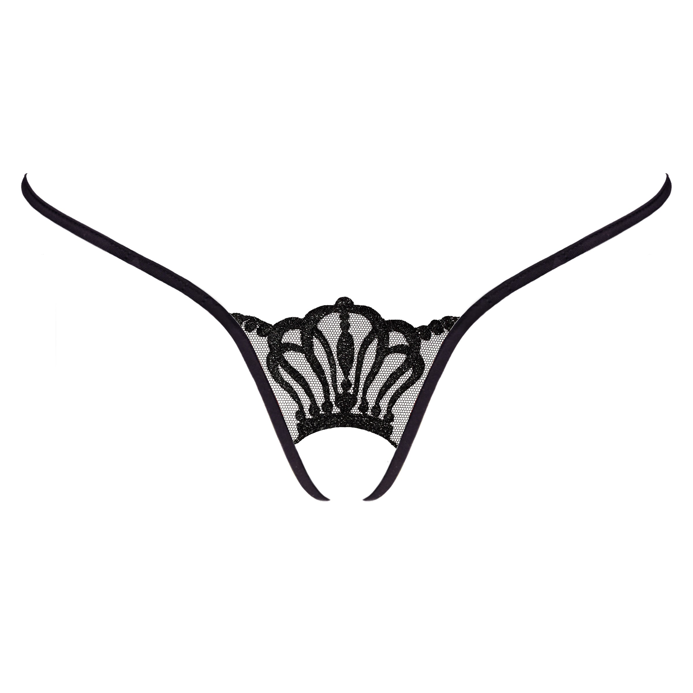 Offener String schwarz mit der Krone - Lucky Cheeks sexy Dessous - crotchless thong black with the crown - open lingerie