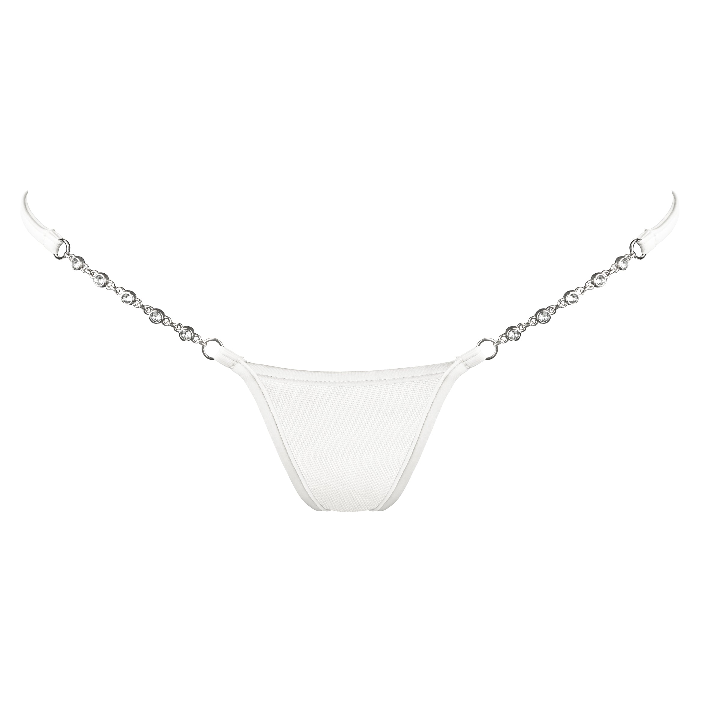 Micro String transparent weiß mit Schmuck - Lucky Cheeks sexy Dessous - Mini thong white - see through lingerie