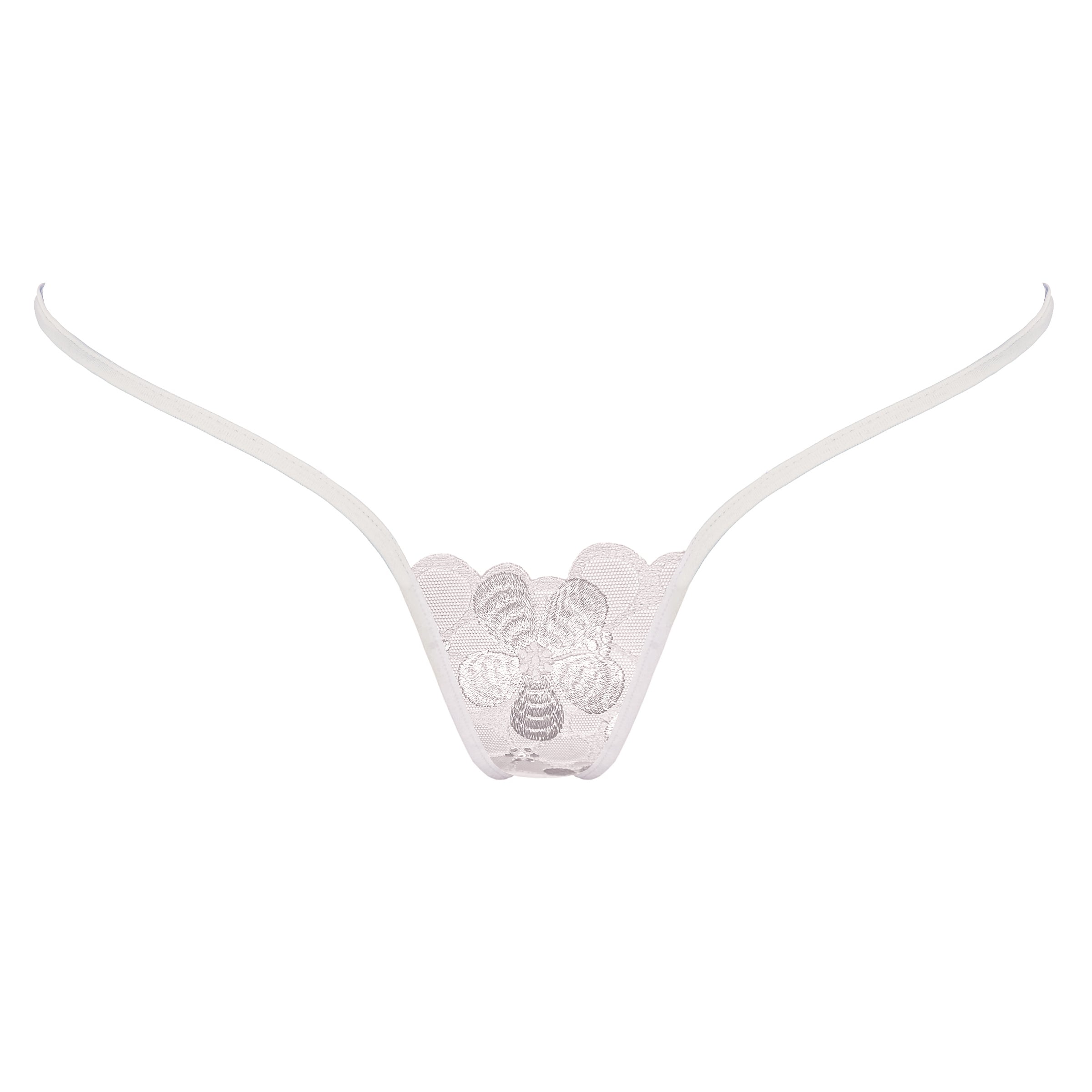 Micro Tanga weiß mit Spitze - micro thong white with lace - Lucky Cheeks sexy Dessous