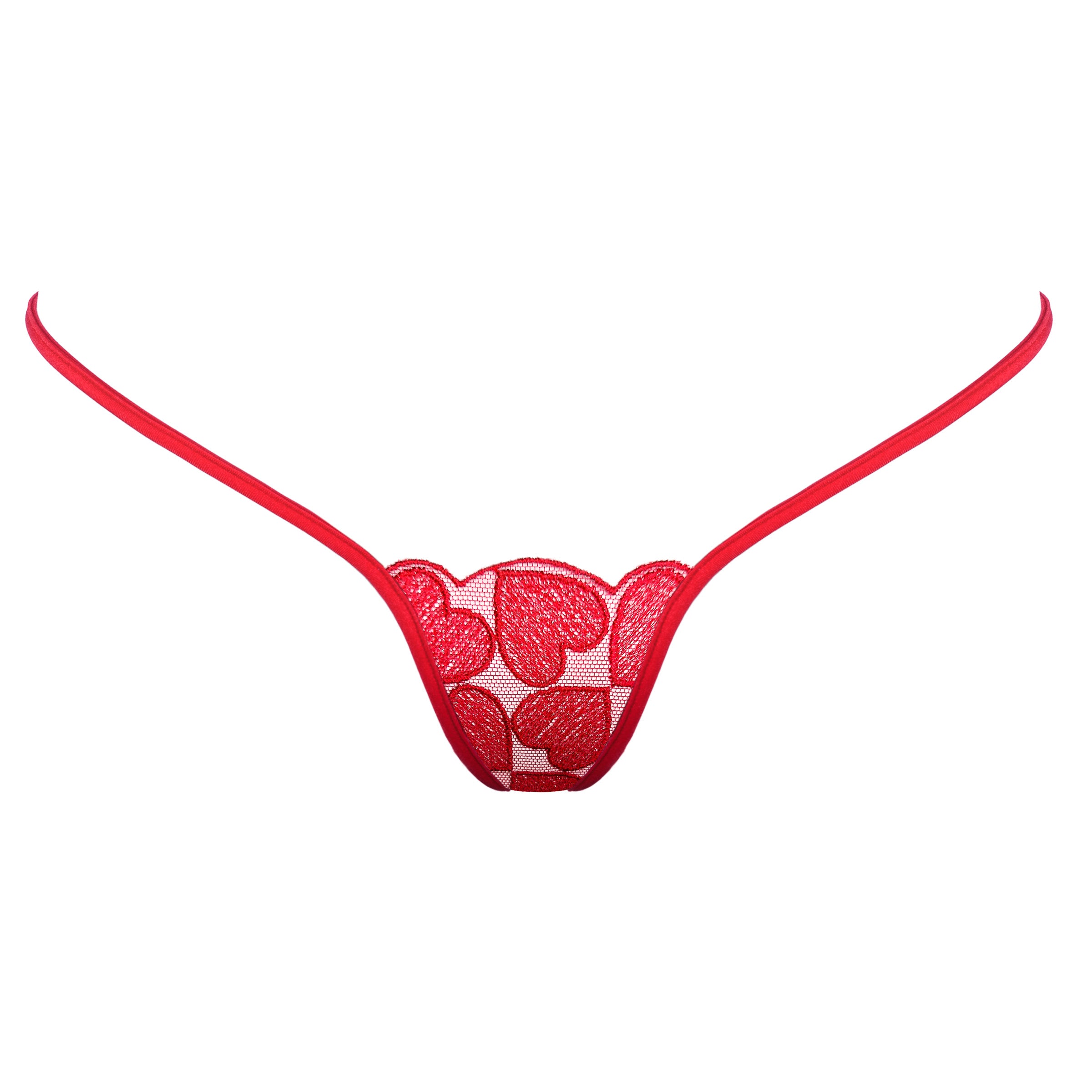 Damen Micro String rot mit Herzen - Lucky Cheeks sexy Dessous - G-String red with hearts