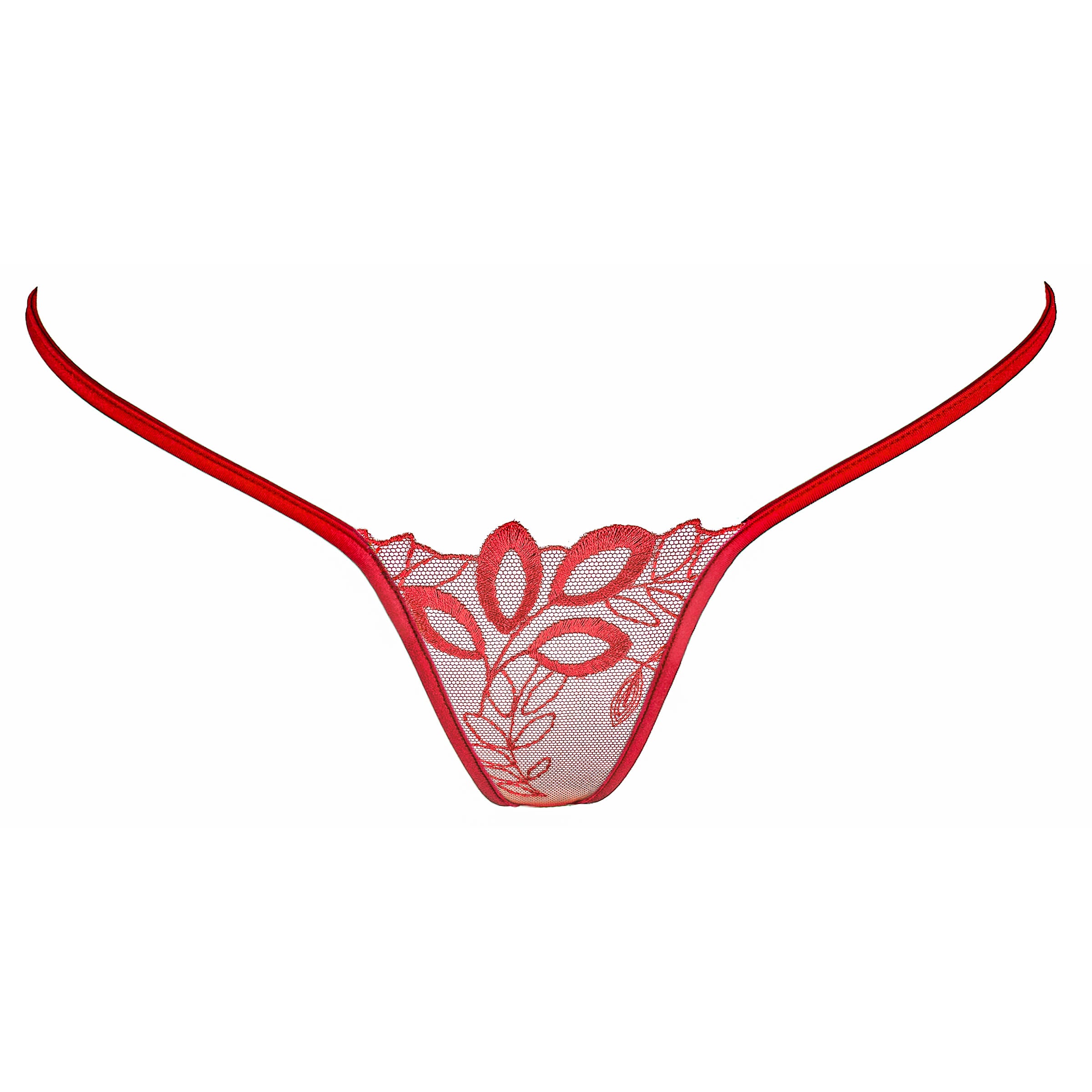 Transparenter Mini String rot mit Spitze- Lucky Cheeks sexy Dessous - See through Mini thong red with lace - Lucky Cheeks sheer lingerie