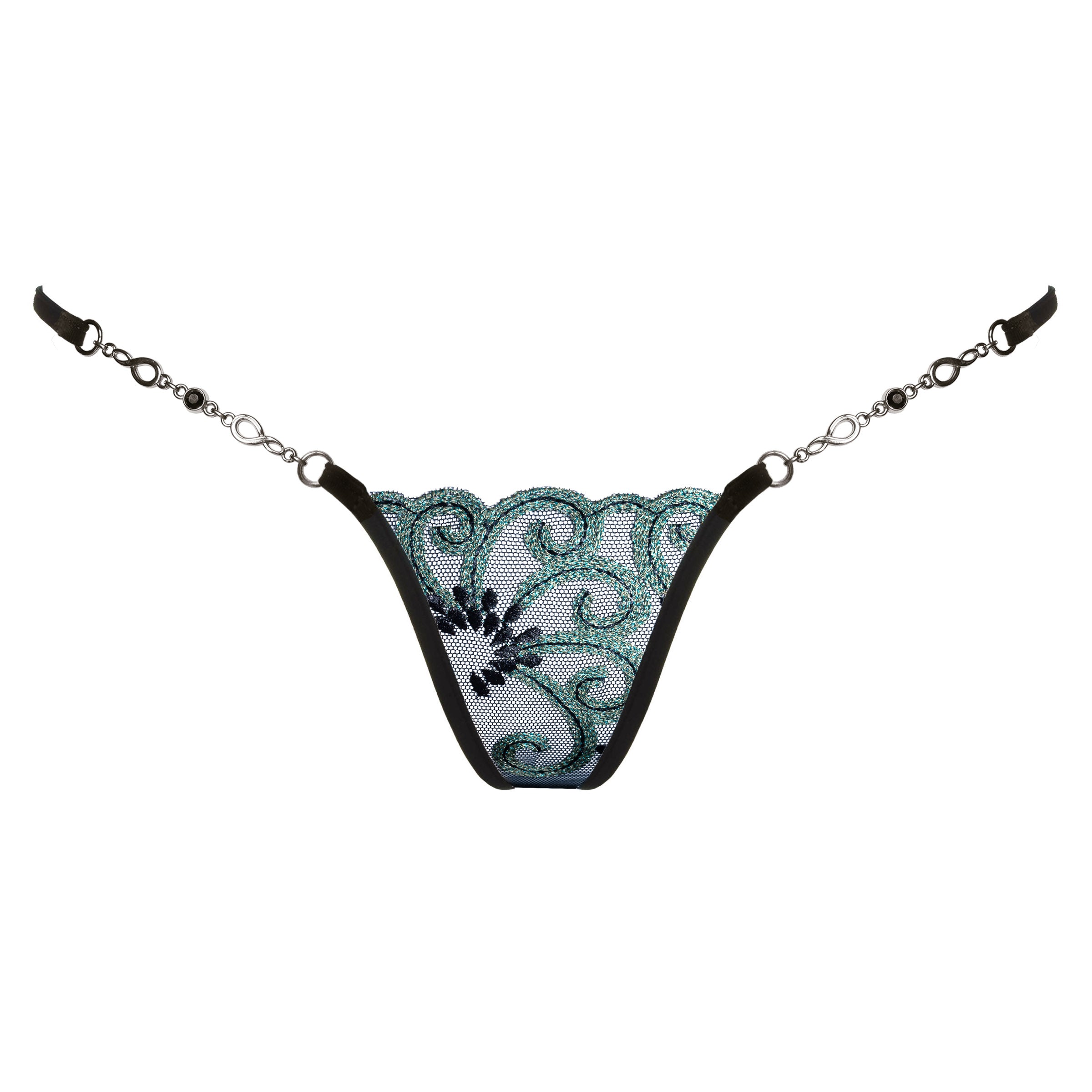 Micro String mit Spitze - schwarz grün - Lucky Cheeks sexy Dessous