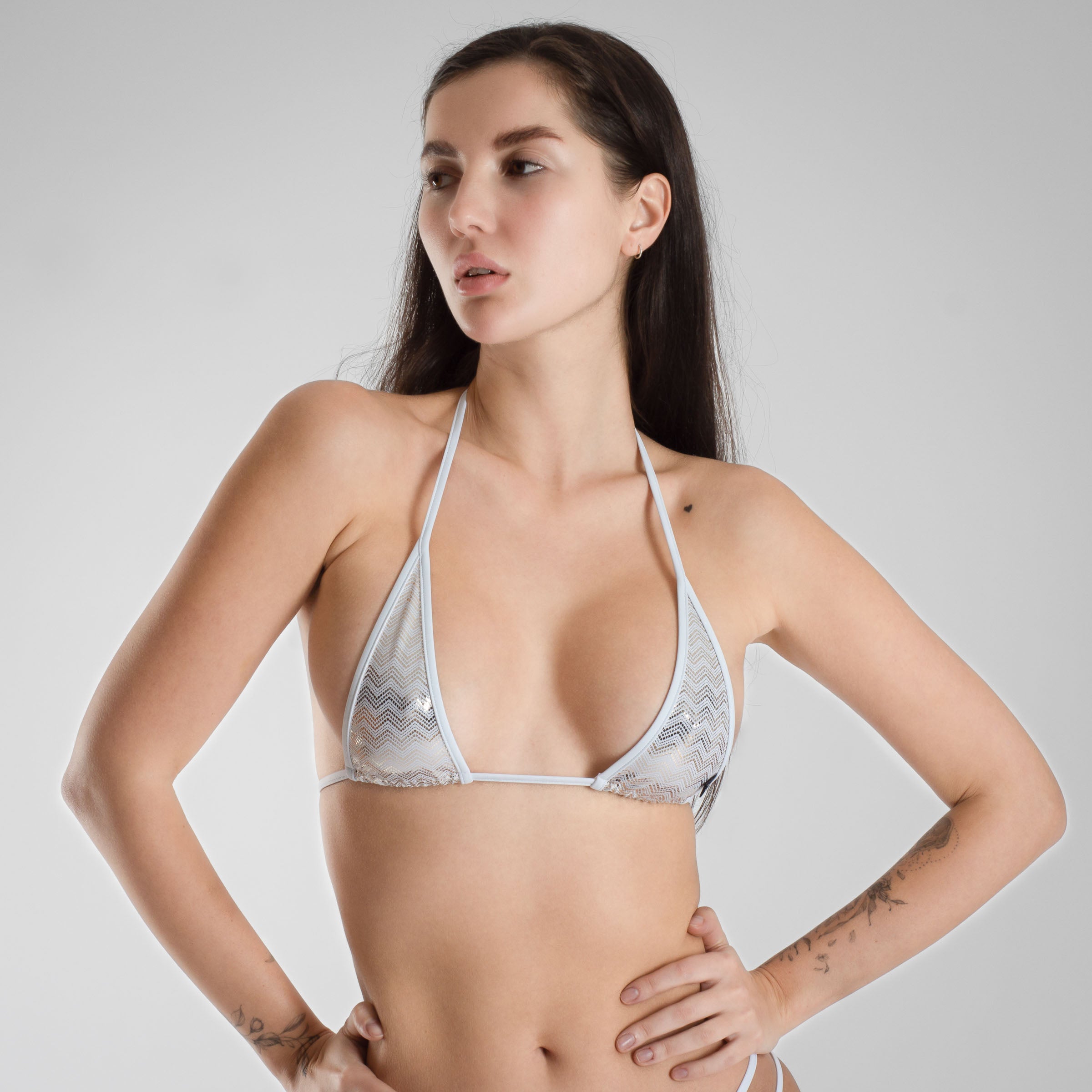 Micro Triangel weiss silber - Galactic Girl White Bikini