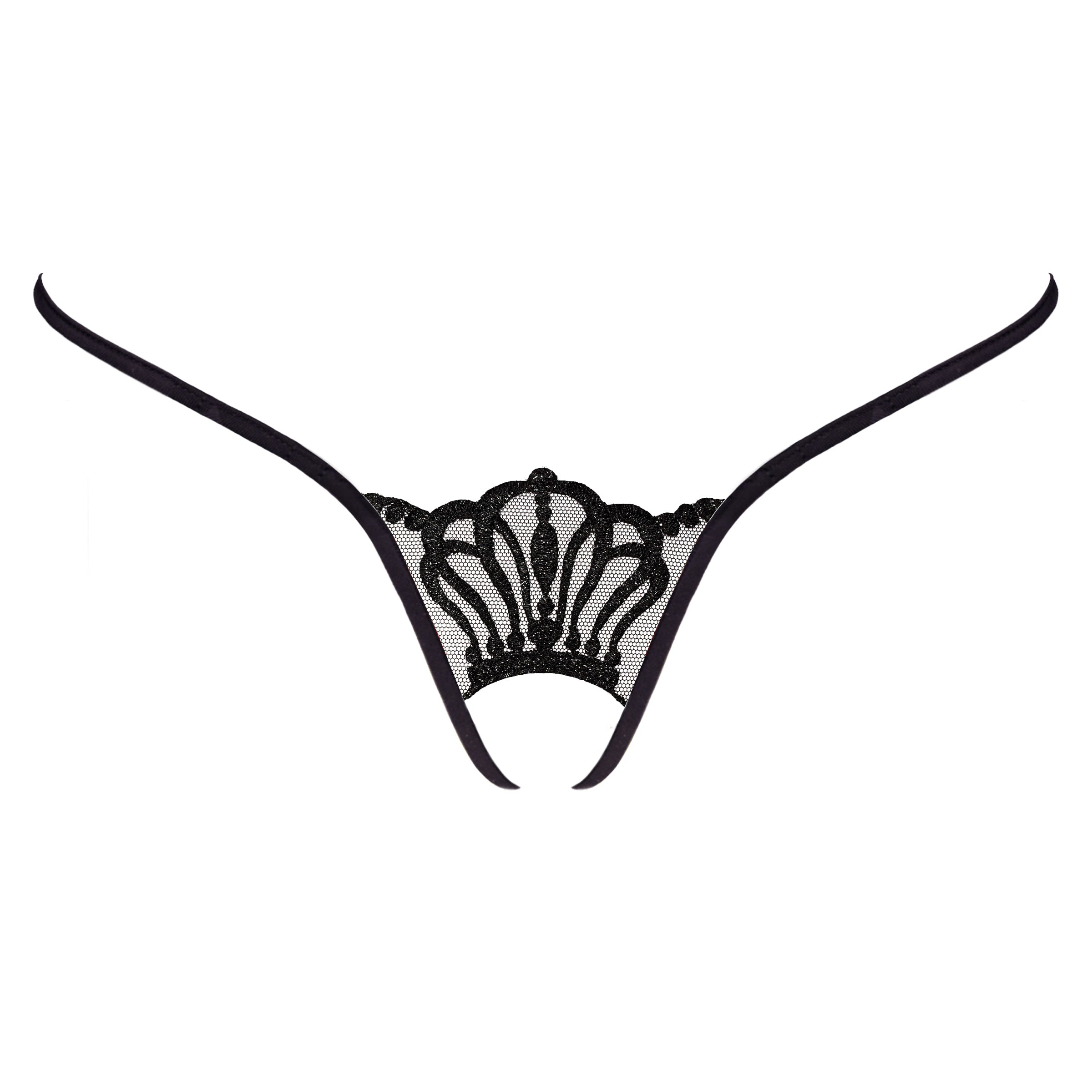 Queen of Love Deep Black - Mini G-String Ouvert