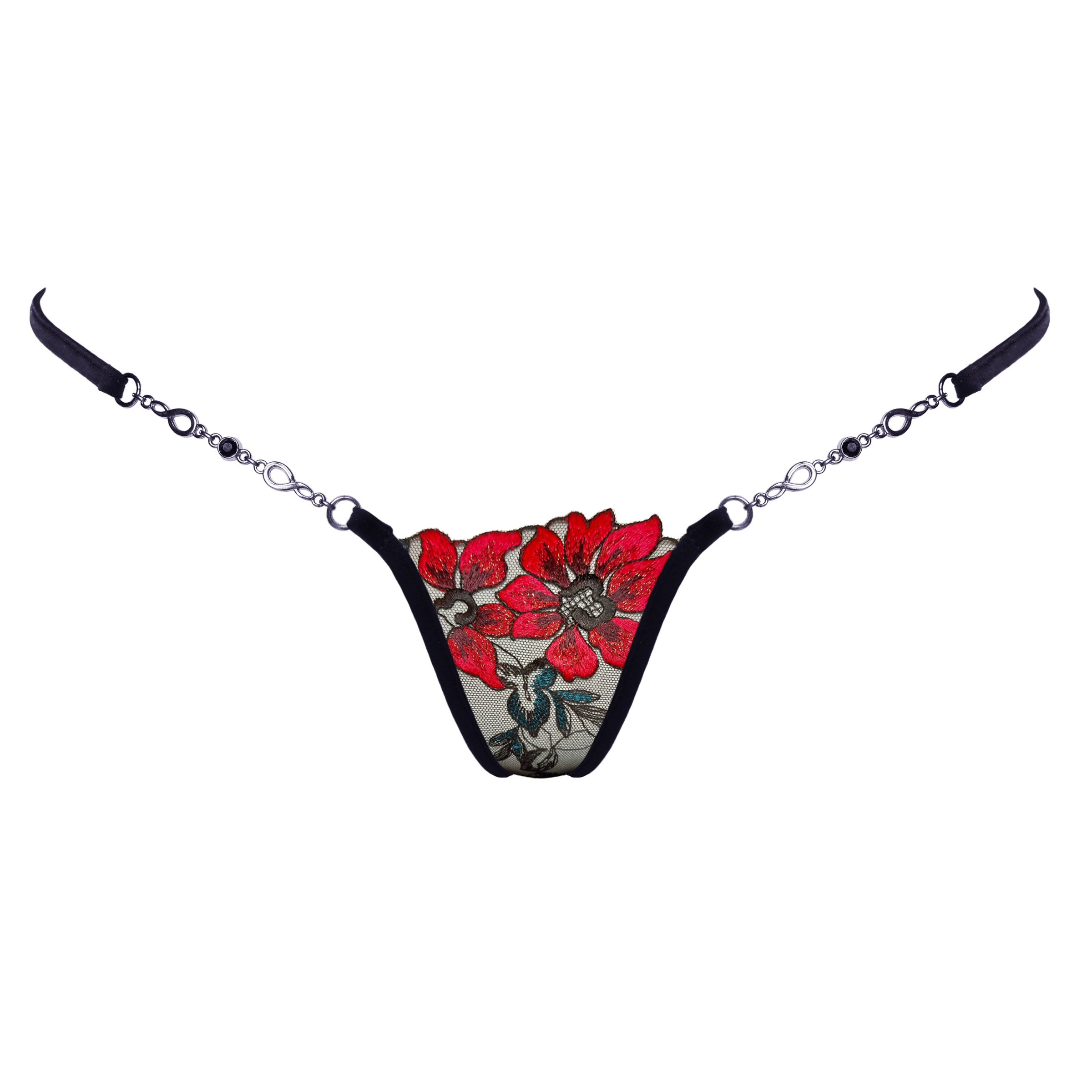 Christmas Flower - Black - Luxus Mini V-String